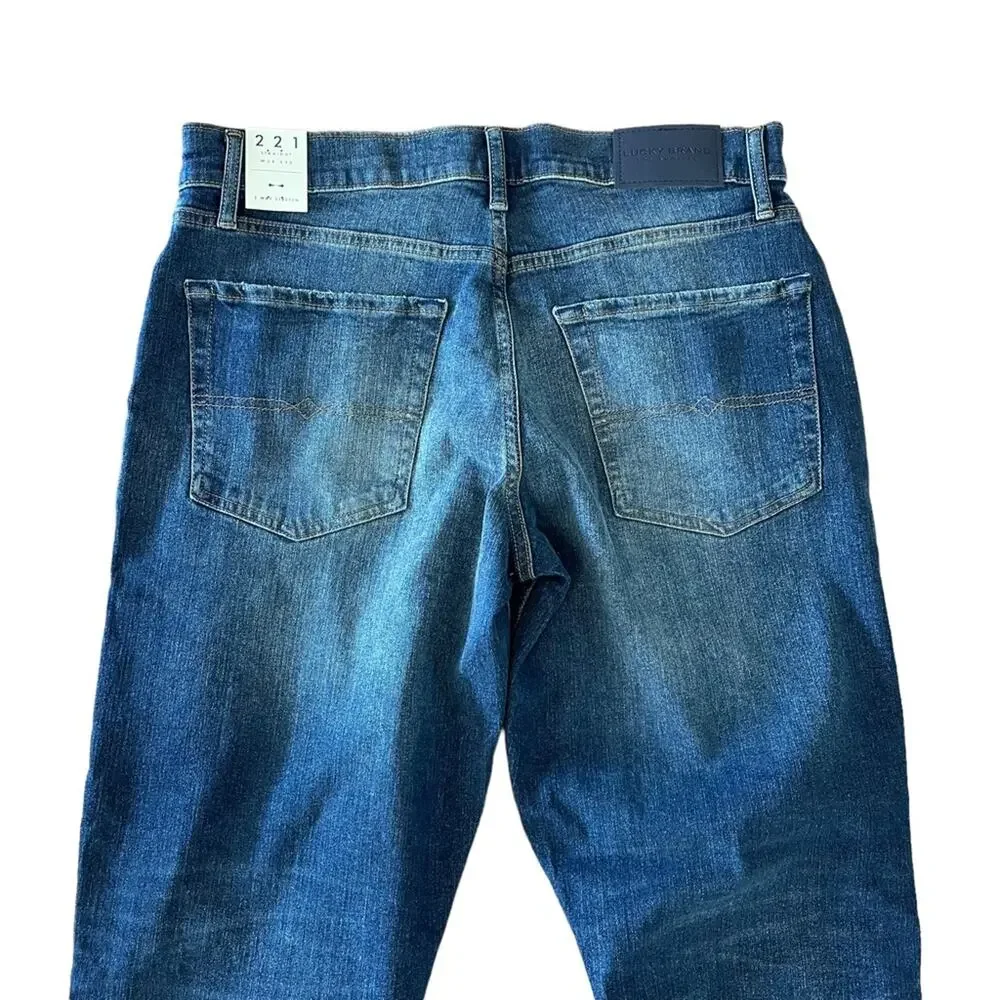 Lucky Brand 221 Classic Straight Leg Dark Wash Distressed Jeans 32x32 NWT